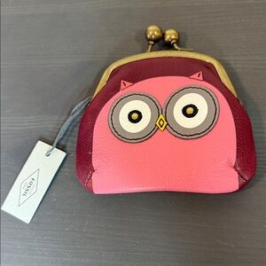 Fossil Pink and Burgundy Owl Coin Purse
